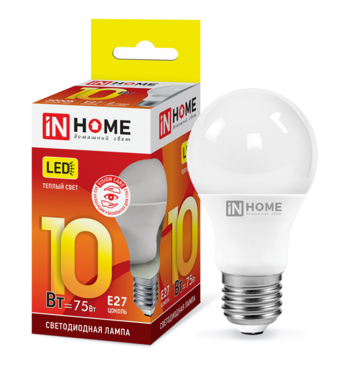 Лампа светодиодная LED-A60-VC 10Вт 230В Е27 950Лм
