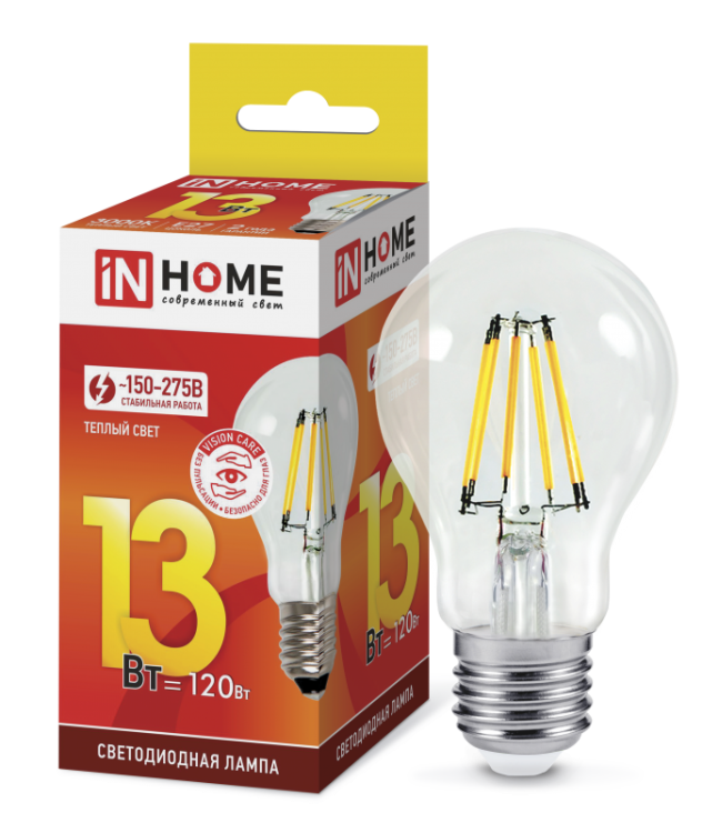 Лампа светодиодная LED-A60-deco 13Вт 230В Е27 1370Лм прозрачная